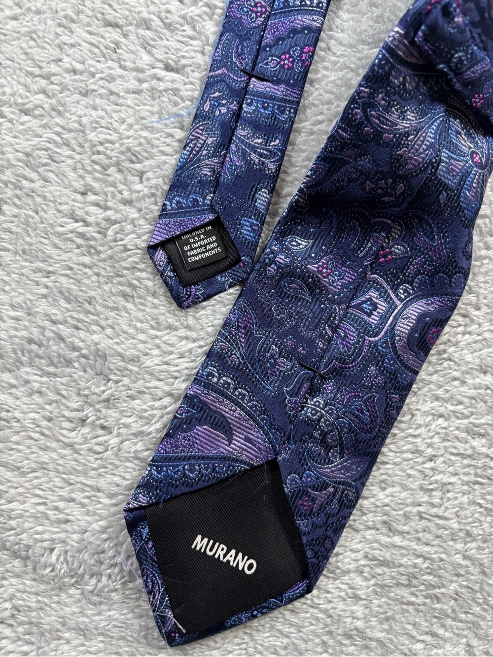 Murano Navy and Purple Paisley Silk Tie